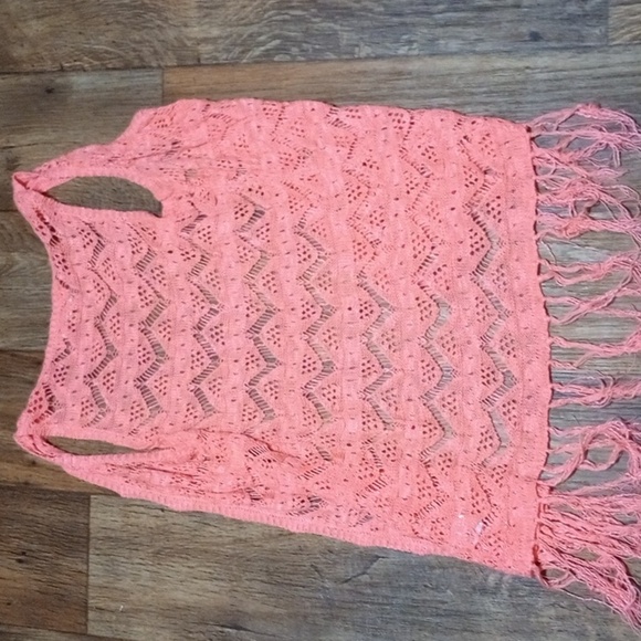 Pink Rose Coral Knit Barbiecorp Vest with Fringe - Picture 5 of 5